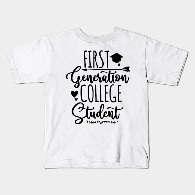 First Generation College Student Kids T-Shirt by BramCrye